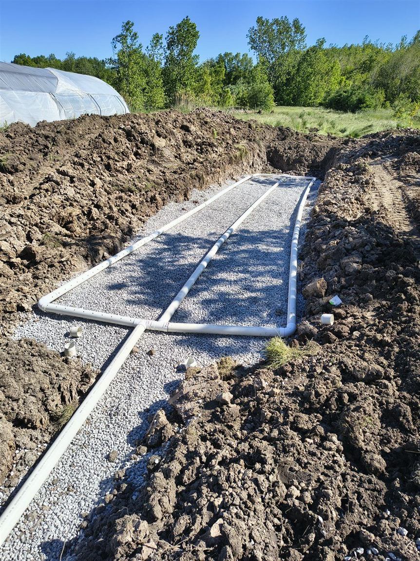 New septic leaching bed installation
